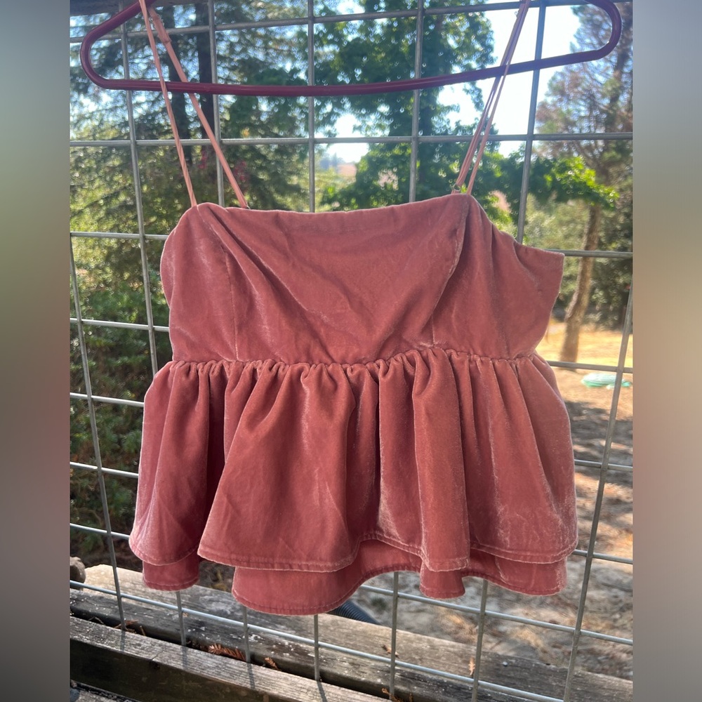 Urban Outfitters Blush Velvet crop top. Size S